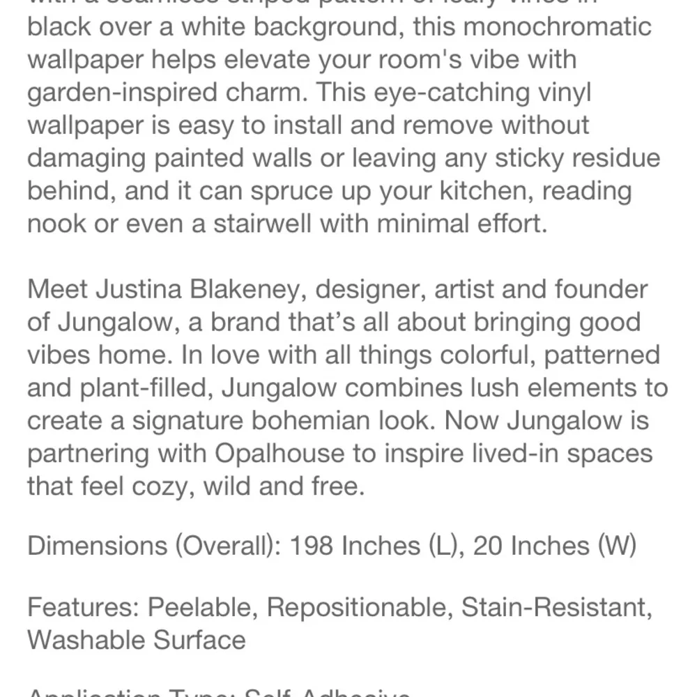 2!!!! JUNGALOW x OPALHOUSE NEW Botanical leaf peel and stick wallpaper